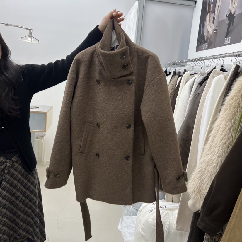 STAINLESS東大門㊣實拍女裝新品職業時尚25秋冬短款大衣羊毛STAINLESS短款大衣圖色2