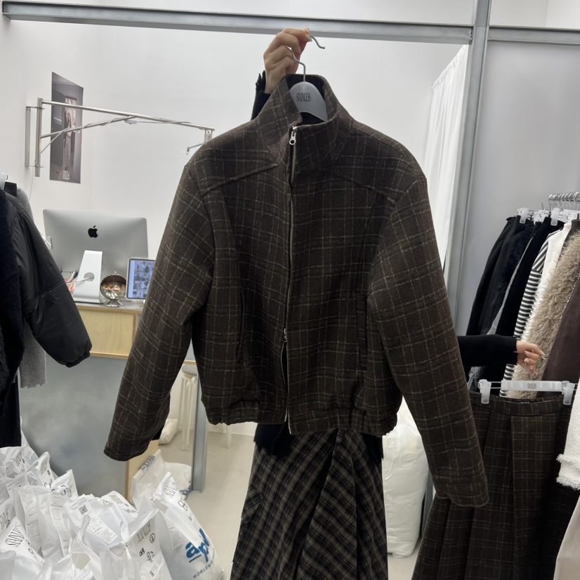 STAINLESS韓國代購㊣女士新款推薦休閑時尚25秋冬人氣夾克格紋STAINLESS夾克圖色2