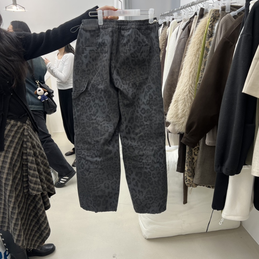 STAINLESS東大門㊣代購女士新款真品休閑職業休閑褲工裝褲豹紋STAINLESS休閑褲