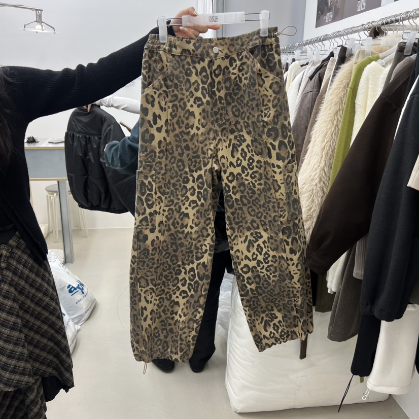 STAINLESS東大門㊣代購女士新款真品休閑職業休閑褲工裝褲豹紋STAINLESS休閑褲圖色2