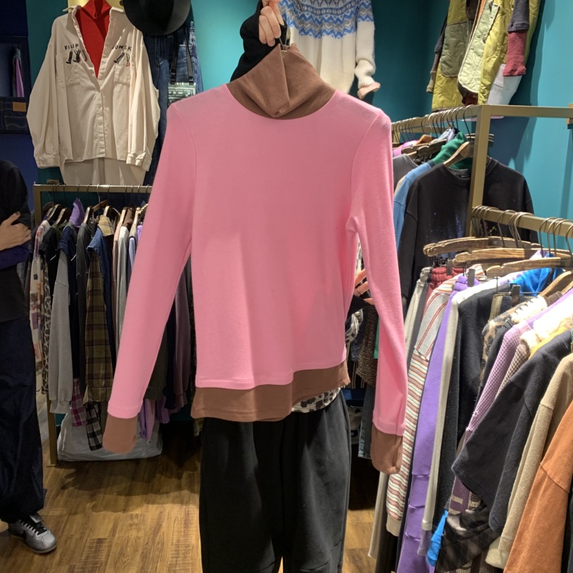 MERCI LINDA東大門㊣實拍女裝新品真品熱賣長袖T恤假兩件羊毛MERCI LINDA長袖T恤圖色3