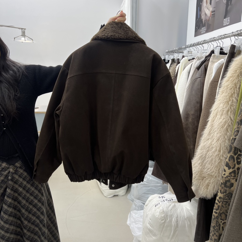 STAINLESS韓國直郵㊣女裝新品25秋冬休閑人氣職業夾克羊毛皮STAINLESS夾克