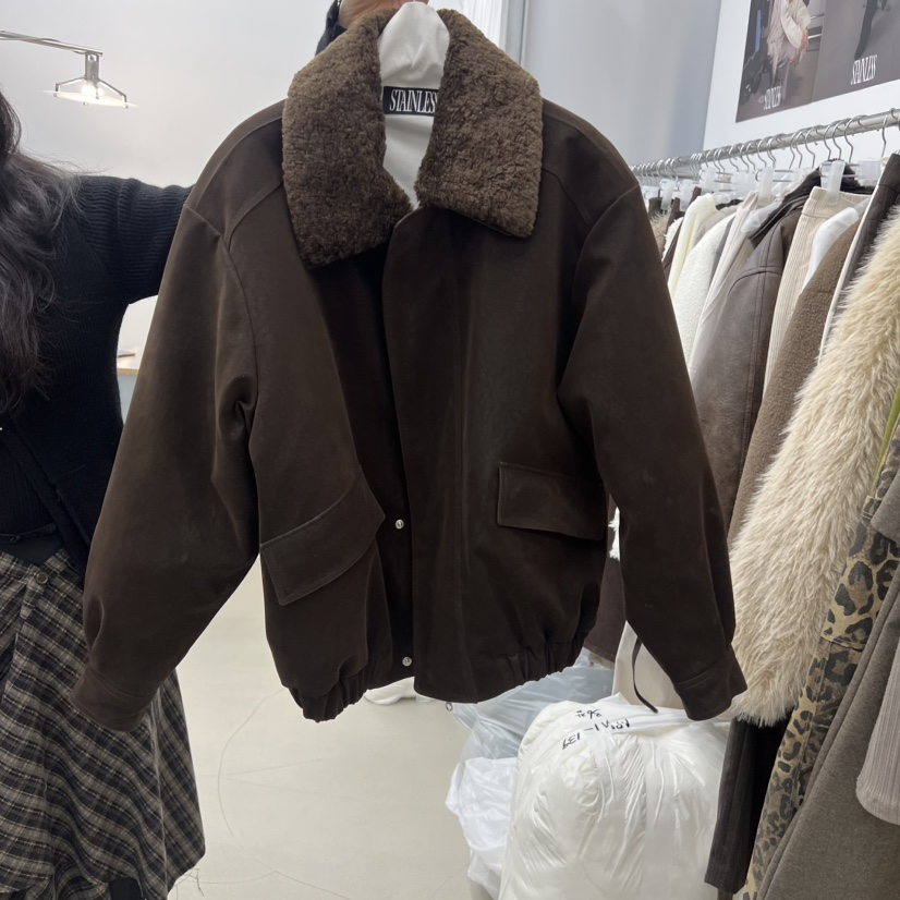 STAINLESS韓國直郵㊣女裝新品25秋冬休閑人氣職業夾克羊毛皮STAINLESS夾克圖色2