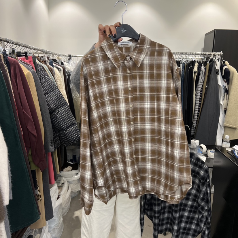 THE SECOND GROW東大門㊣實拍女裝新品人氣襯衫蕾絲衫格子THE SECOND GROW襯衫/蕾絲衫圖色1