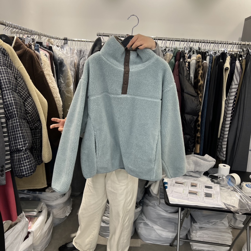 THE SECOND GROW東大門㊣實拍女裝新品熱賣25秋冬衛衣羊毛拉鏈THE SECOND GROW衛衣圖色2