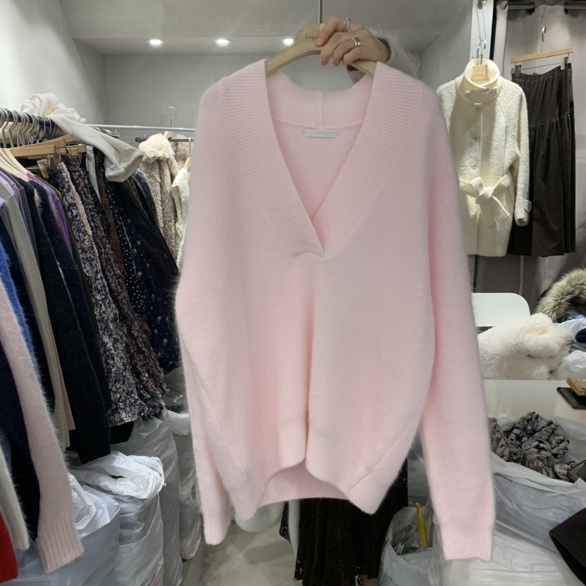 LOGROAD韓國代購㊣女士新品職業熱賣時尚人氣針織衫V領披肩LOG ROAD針織衫圖色2