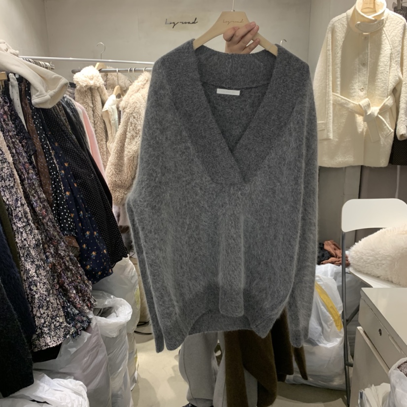 LOGROAD韓國代購㊣女士新品職業熱賣時尚人氣針織衫V領披肩LOG ROAD針織衫圖色4
