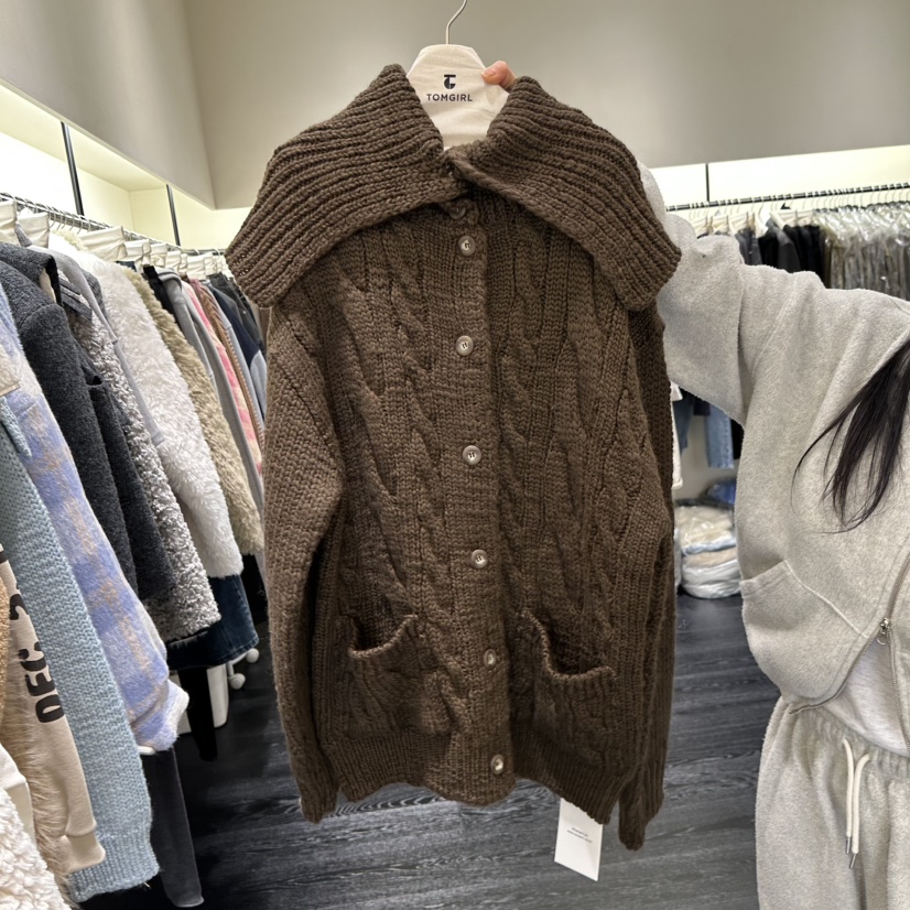 TOMGIRL韓國代購㊣女裝新品真品人氣推薦休閑針織衫披肩開衫TOMGIRL針織衫圖色2