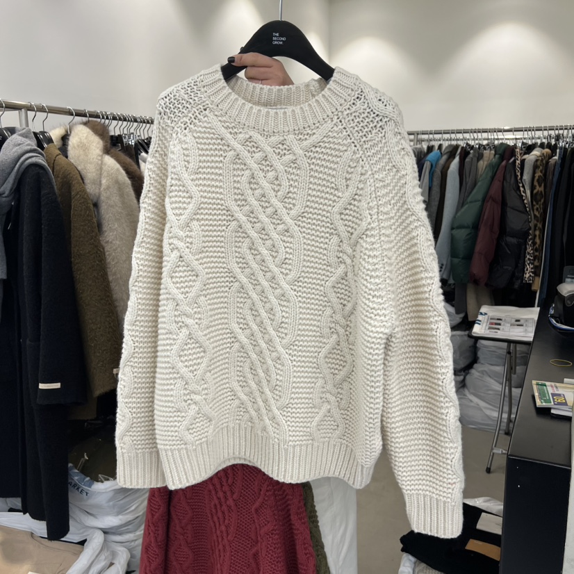 THE SECOND GROW韓國代購㊣女士新款推薦熱賣毛衣麻花針織THE SECOND GROW毛衣圖色1