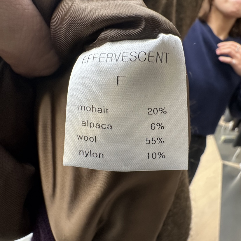 EFFERVESCENT韓國代購㊣女裝新款推薦職業中長款大衣馬海毛evc/effervescent中長款大衣