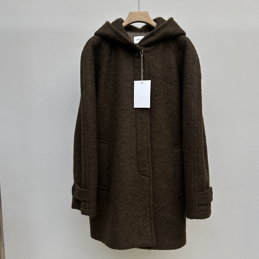 EFFERVESCENT韓國代購㊣女裝新款推薦職業中長款大衣馬海毛evc/effervescent中長款大衣圖色2