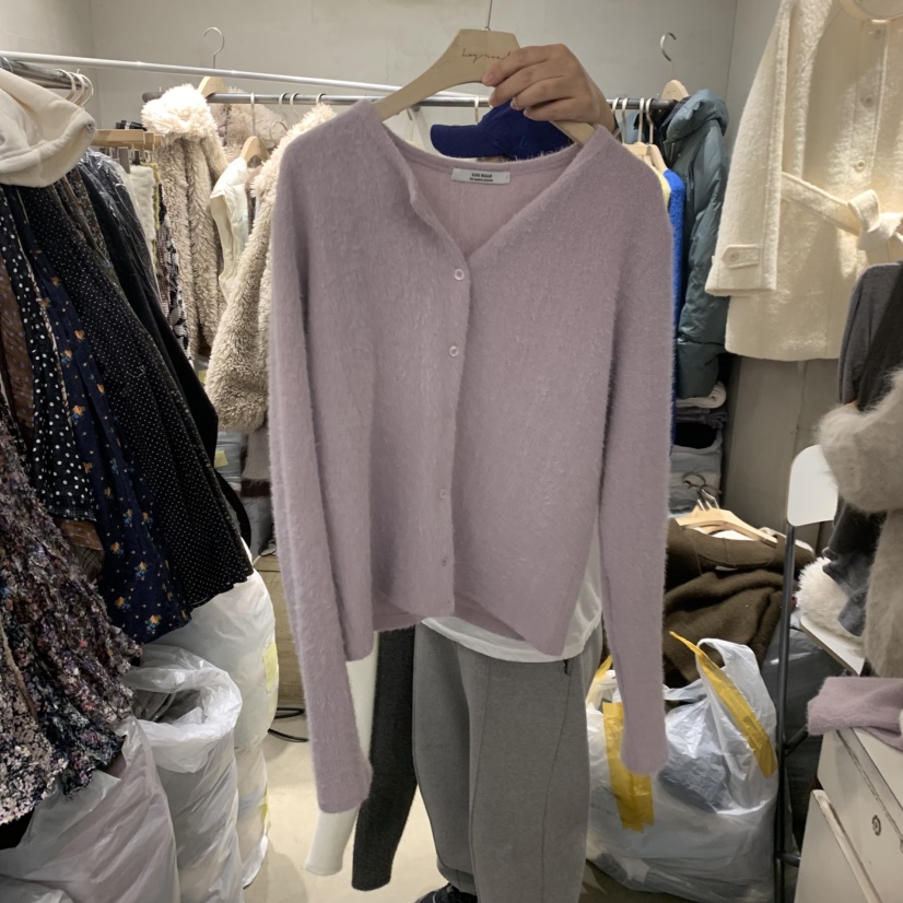 LOGROAD韓國直郵㊣女裝新品熱賣推薦25秋冬職業人氣針織衫開衫LOG ROAD針織衫圖色1