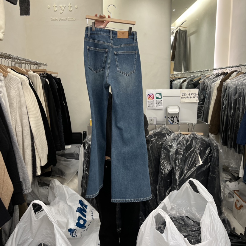 TAKE YOUE TIME韓國直郵㊣女裝新款休閑時尚25秋冬牛仔褲加絨TAKE YOUE TIME牛仔褲