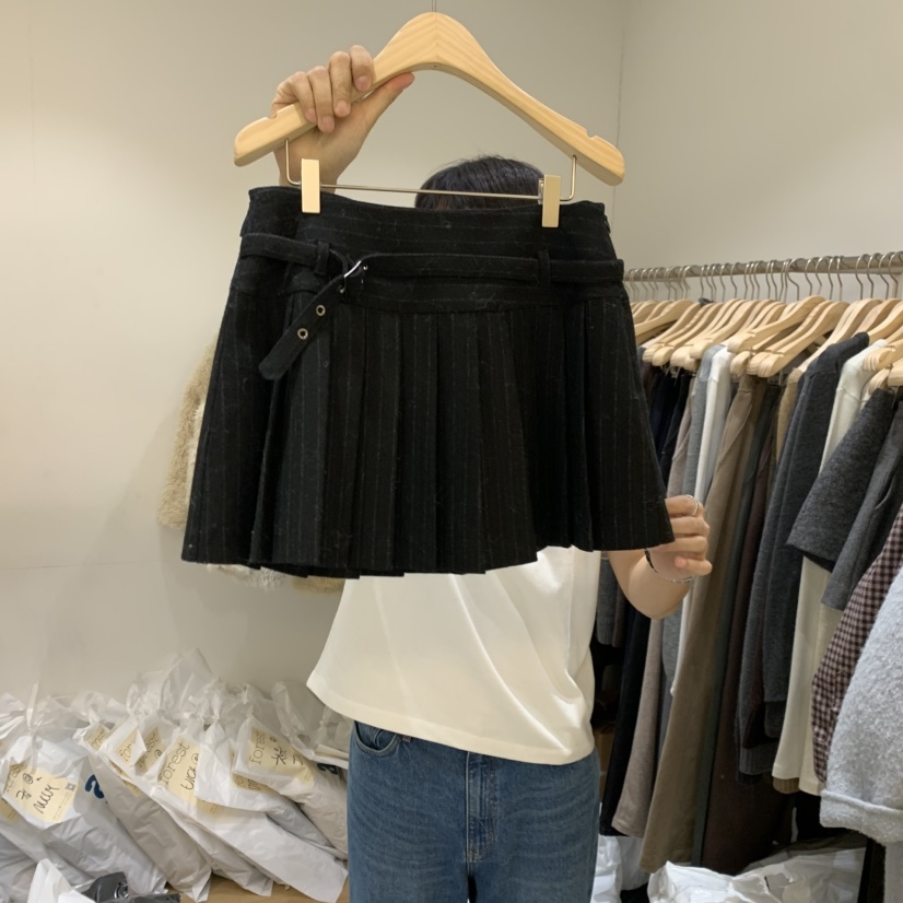 FOREST東大門㊣實拍女裝新款時尚休閑人氣短裙含腰帶百褶褶裙FOREST短裙圖色1