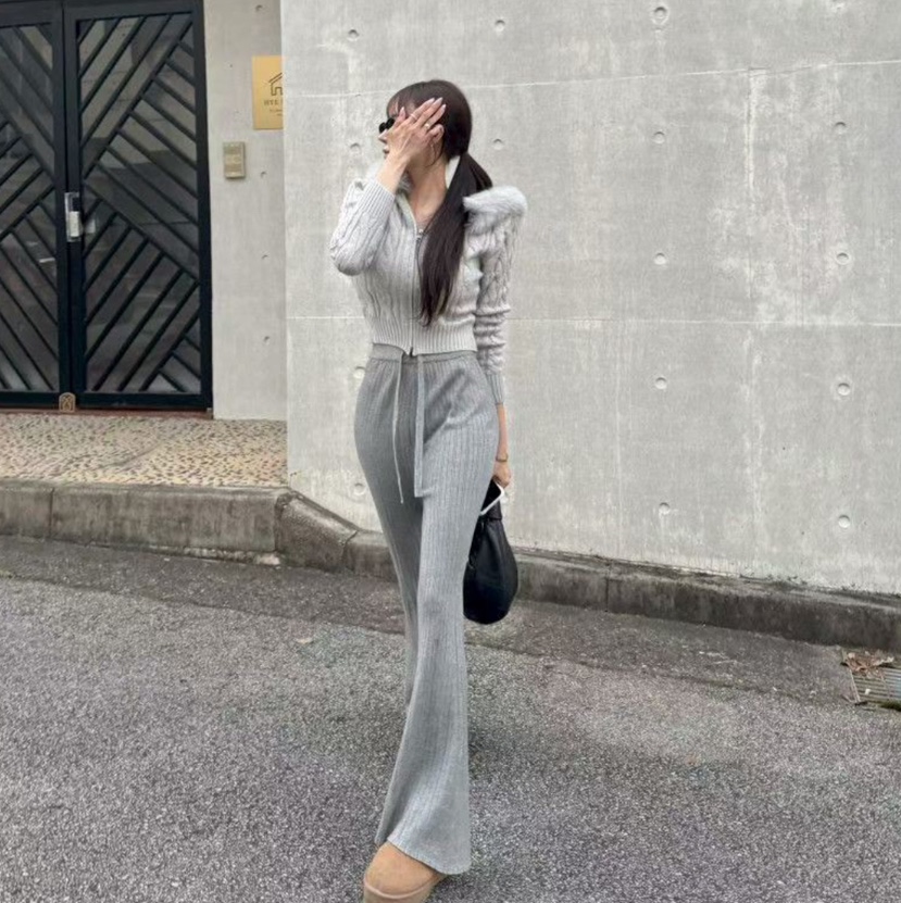 BEIGE GRAY東大門㊣實拍女裝新品職業人氣針織衫連帽衫毛絨BEIGE GRAY針織衫