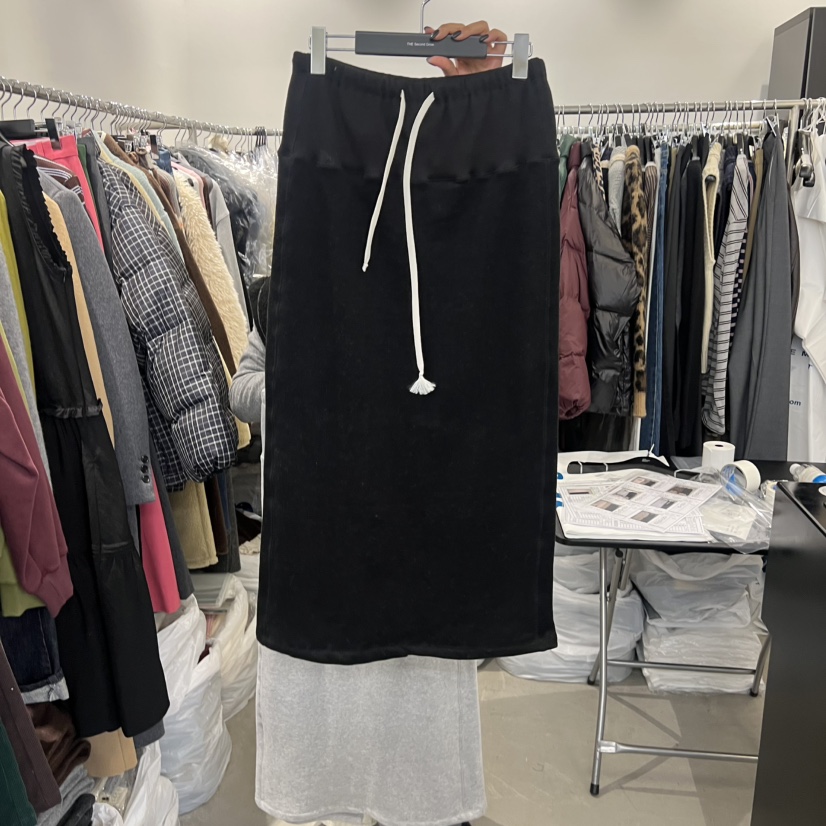 THE SECOND GROW韓國代購㊣女士新品25秋冬半身裙中短裙羊皮THE SECOND GROW半身裙/中短裙圖色2