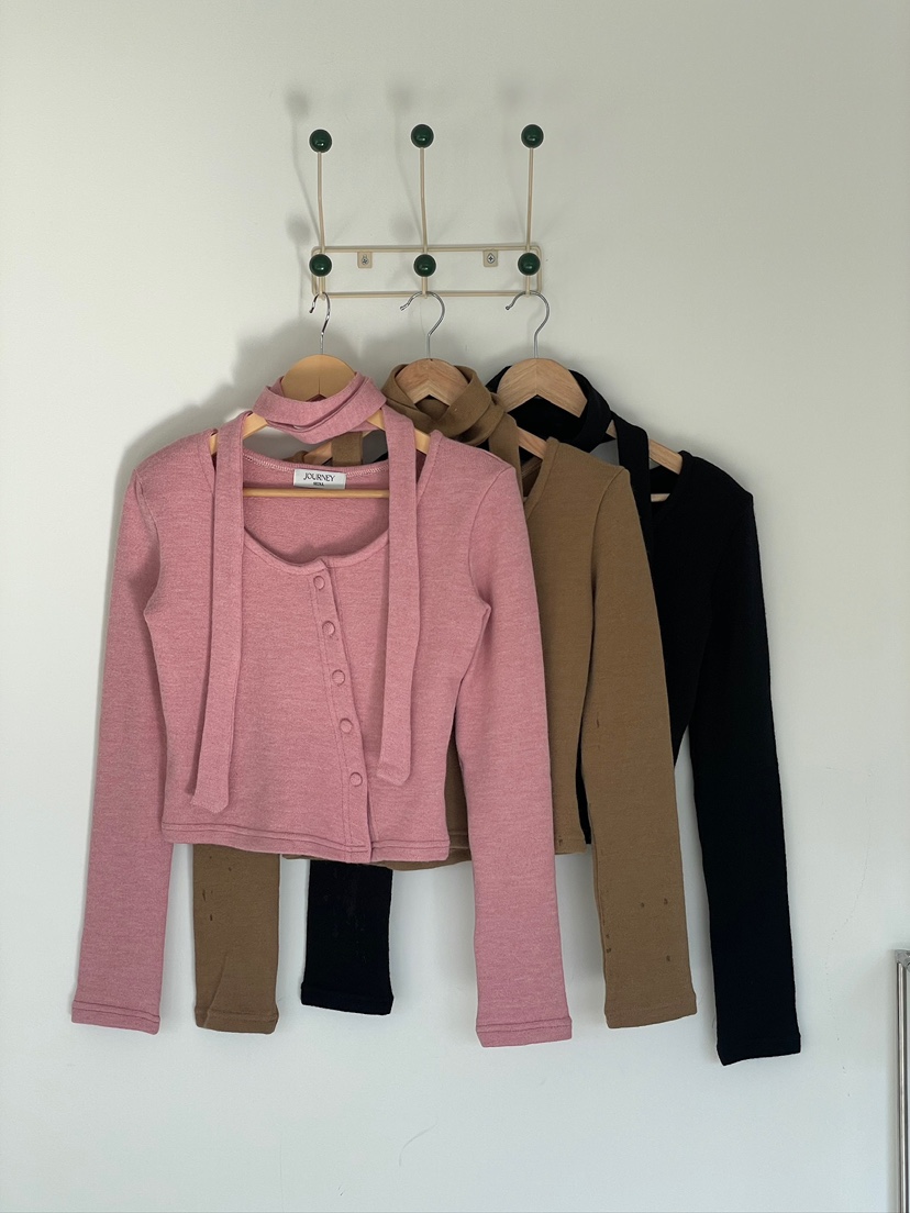 JOURNEY韓國代購㊣女士新品休閑職業推薦人氣時尚長袖T恤紐扣JOURNEY長袖T恤