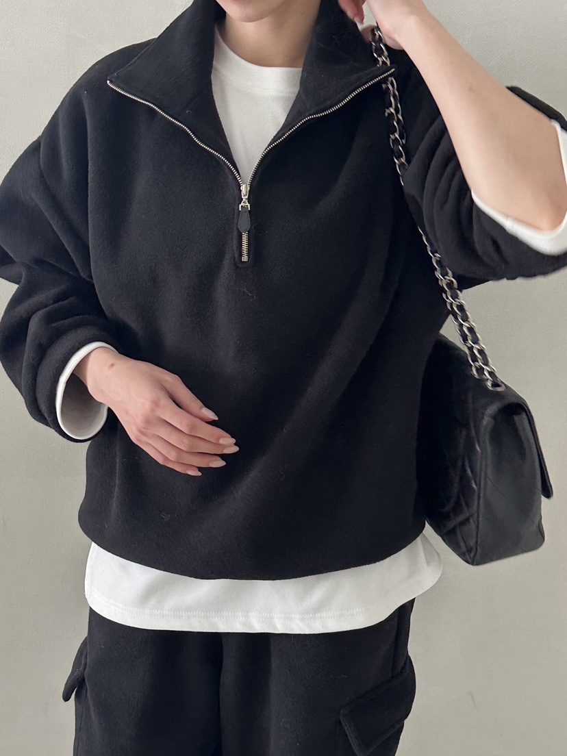 DEMAR韓國直郵㊣女士新款熱賣休閑推薦25秋冬人氣衛衣抓絨拉鏈DEMAR衛衣圖色2黑