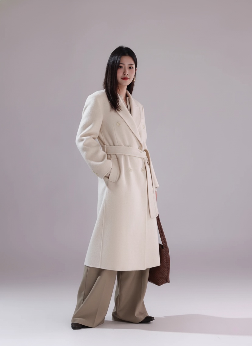 HER東大門㊣代購女裝新品休閑時尚職業25秋冬中長款大衣含腰帶HANNA21中長款大衣