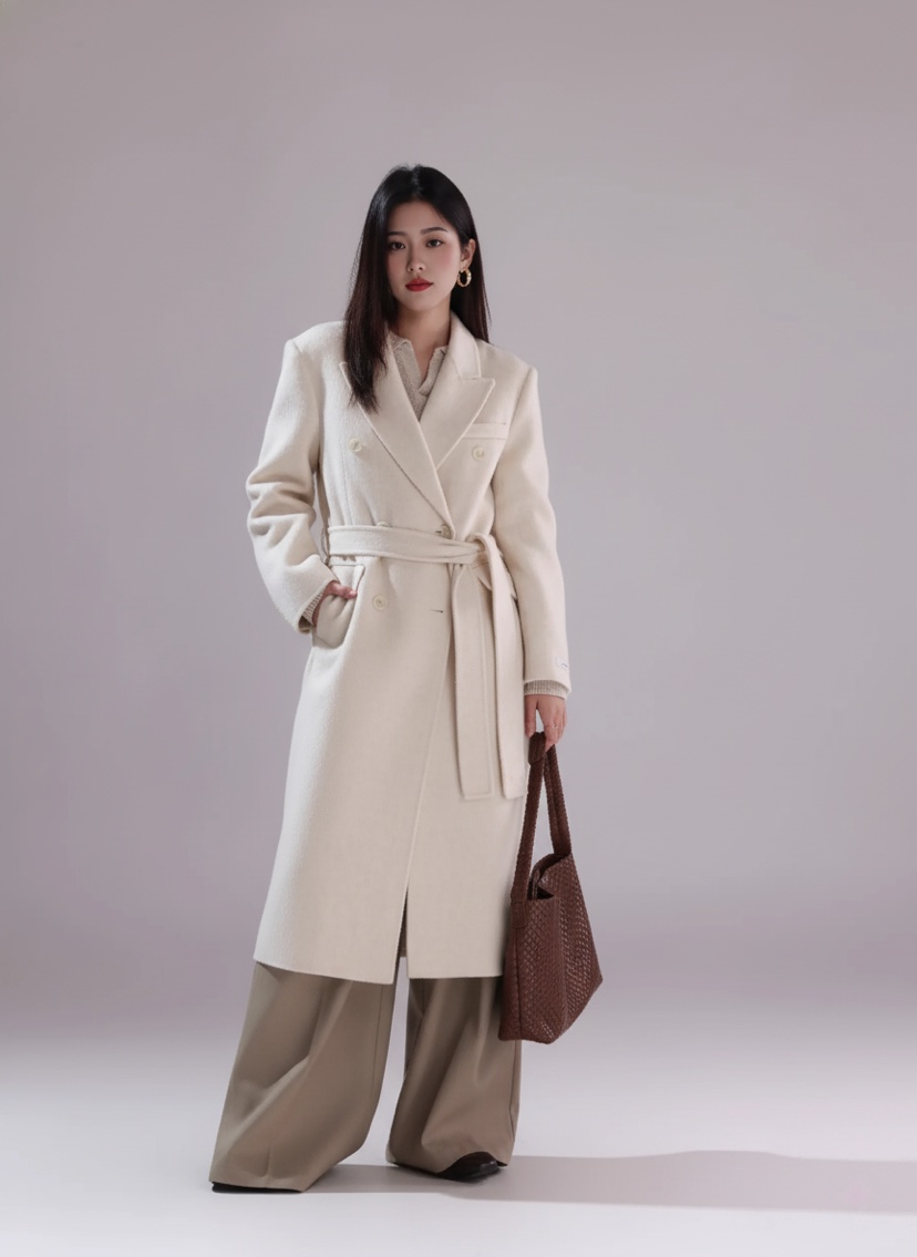 HER東大門㊣代購女裝新品休閑時尚職業25秋冬中長款大衣含腰帶HANNA21中長款大衣