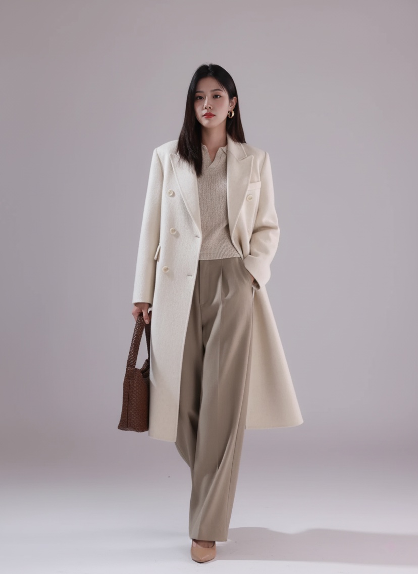 HER東大門㊣代購女裝新品休閑時尚職業25秋冬中長款大衣含腰帶HANNA21中長款大衣