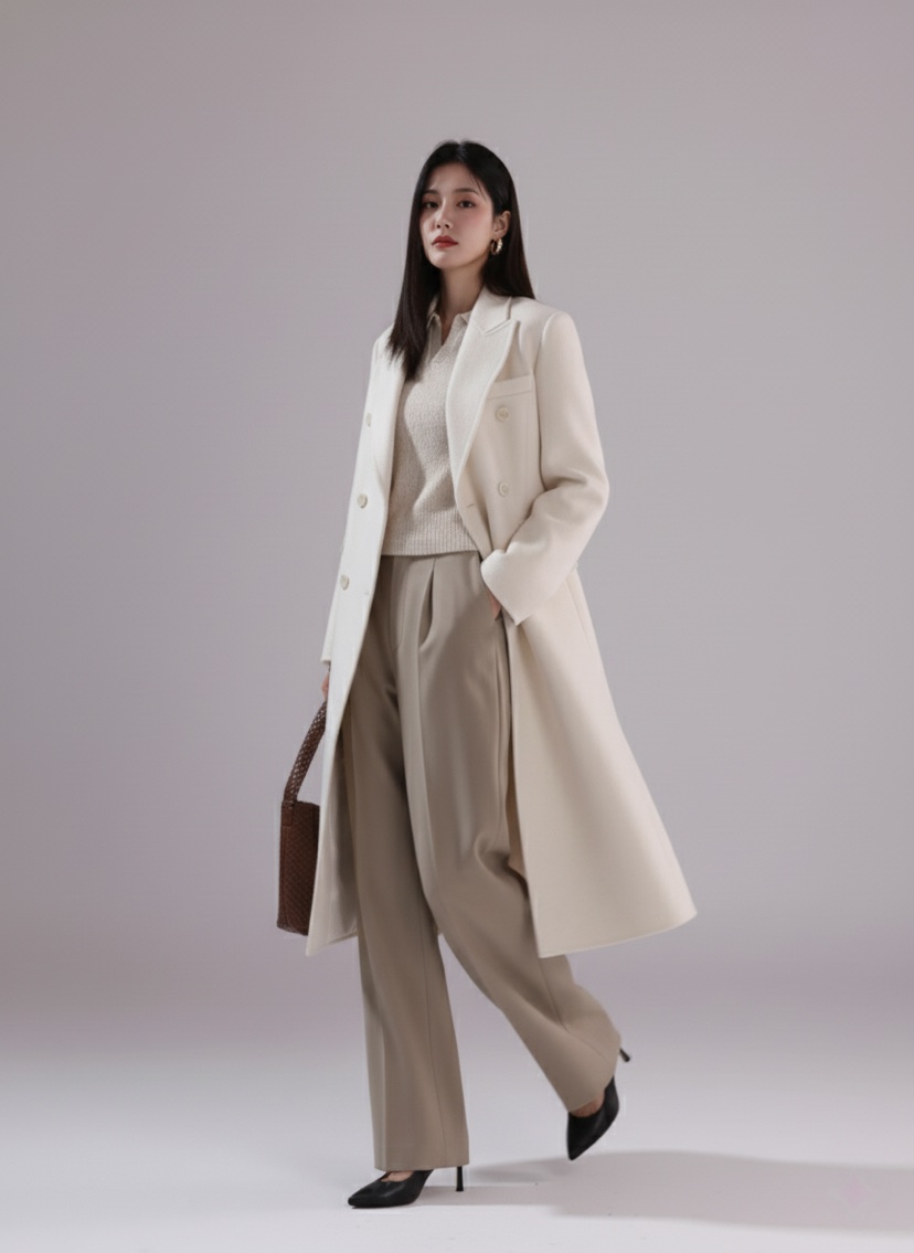 HER東大門㊣代購女裝新品休閑時尚職業25秋冬中長款大衣含腰帶HANNA21中長款大衣