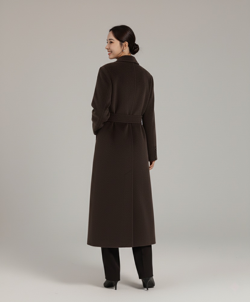 HER東大門㊣代購女裝新品休閑時尚職業25秋冬中長款大衣含腰帶HANNA21中長款大衣