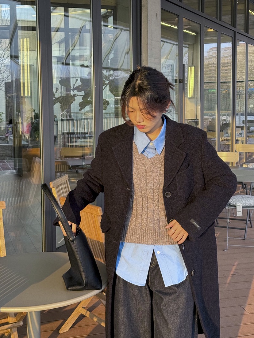 HER東大門㊣代購女士新品推薦職業時尚熱賣25秋冬中長款大衣HANNA21中長款大衣