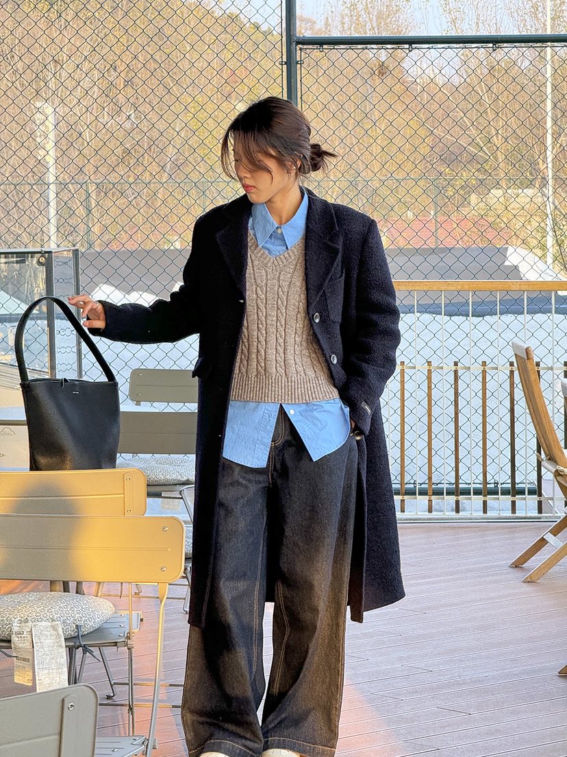 HER東大門㊣代購女士新品推薦職業時尚熱賣25秋冬中長款大衣HANNA21中長款大衣