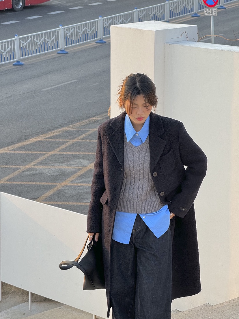 HER東大門㊣代購女士新品推薦職業時尚熱賣25秋冬中長款大衣HANNA21中長款大衣