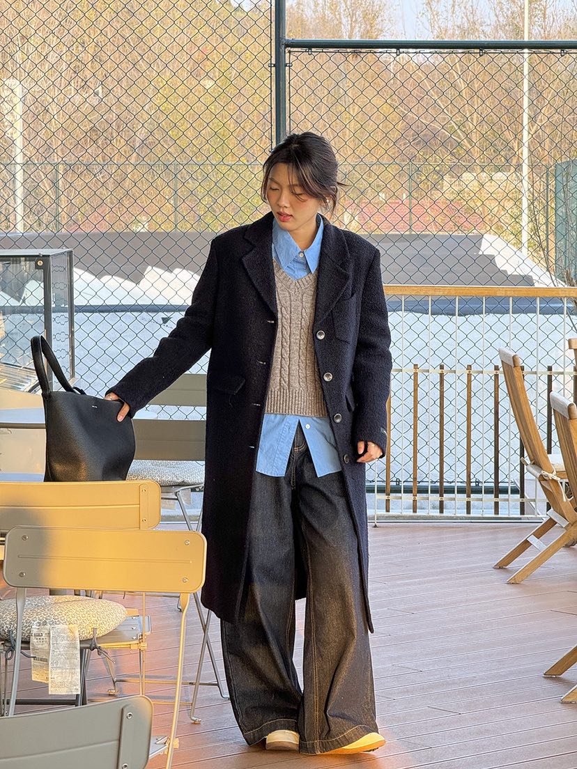 HER東大門㊣代購女士新品推薦職業時尚熱賣25秋冬中長款大衣HANNA21中長款大衣圖色1