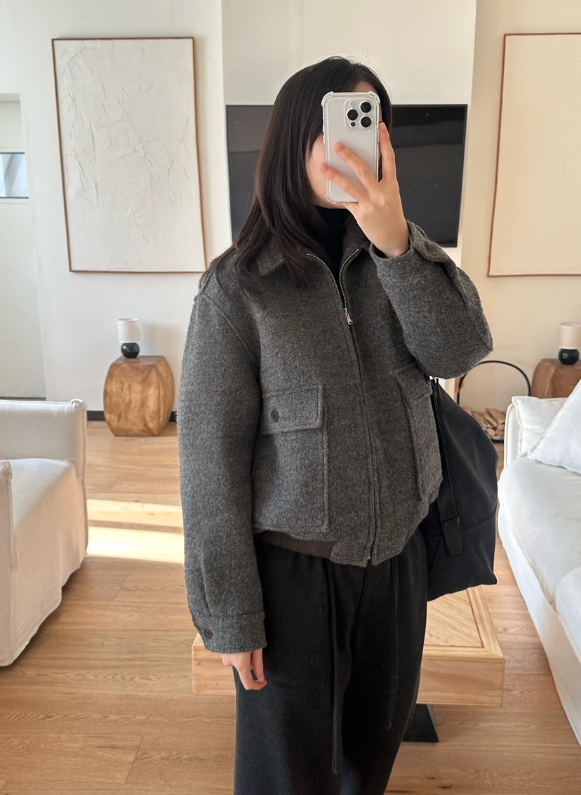 LE VASE東大門㊣代購女士新品熱賣推薦真品夾克雙口袋羊毛LE VASE夾克