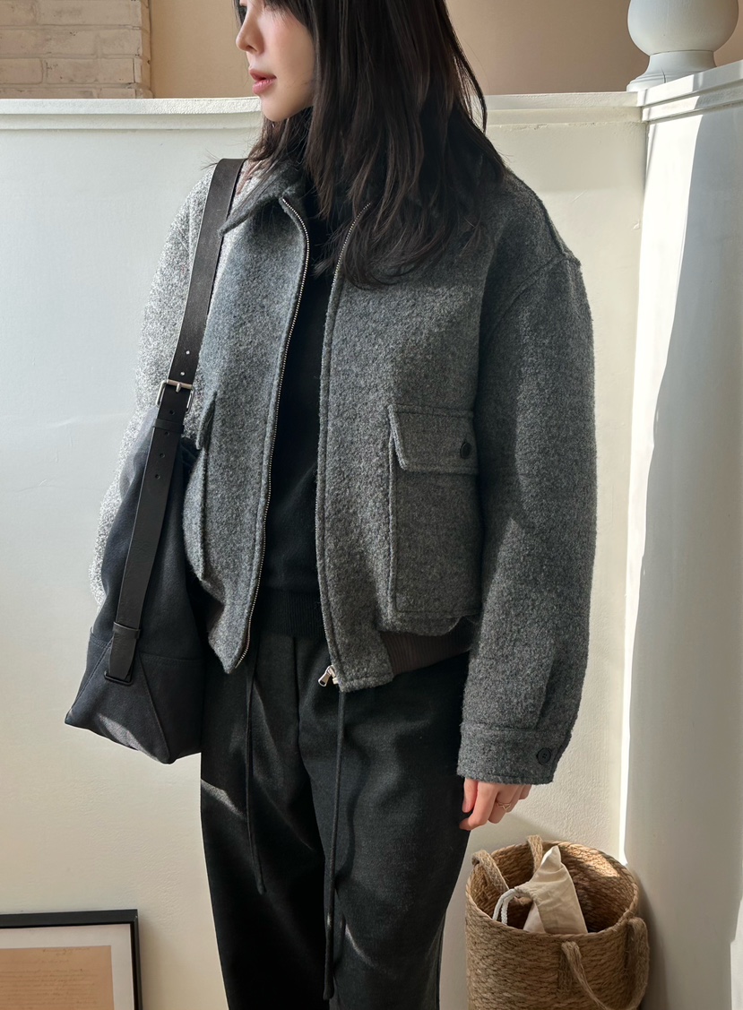 LE VASE東大門㊣代購女士新品熱賣推薦真品夾克雙口袋羊毛LE VASE夾克