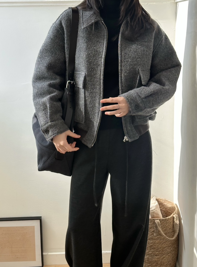 LE VASE東大門㊣代購女士新品熱賣推薦真品夾克雙口袋羊毛LE VASE夾克