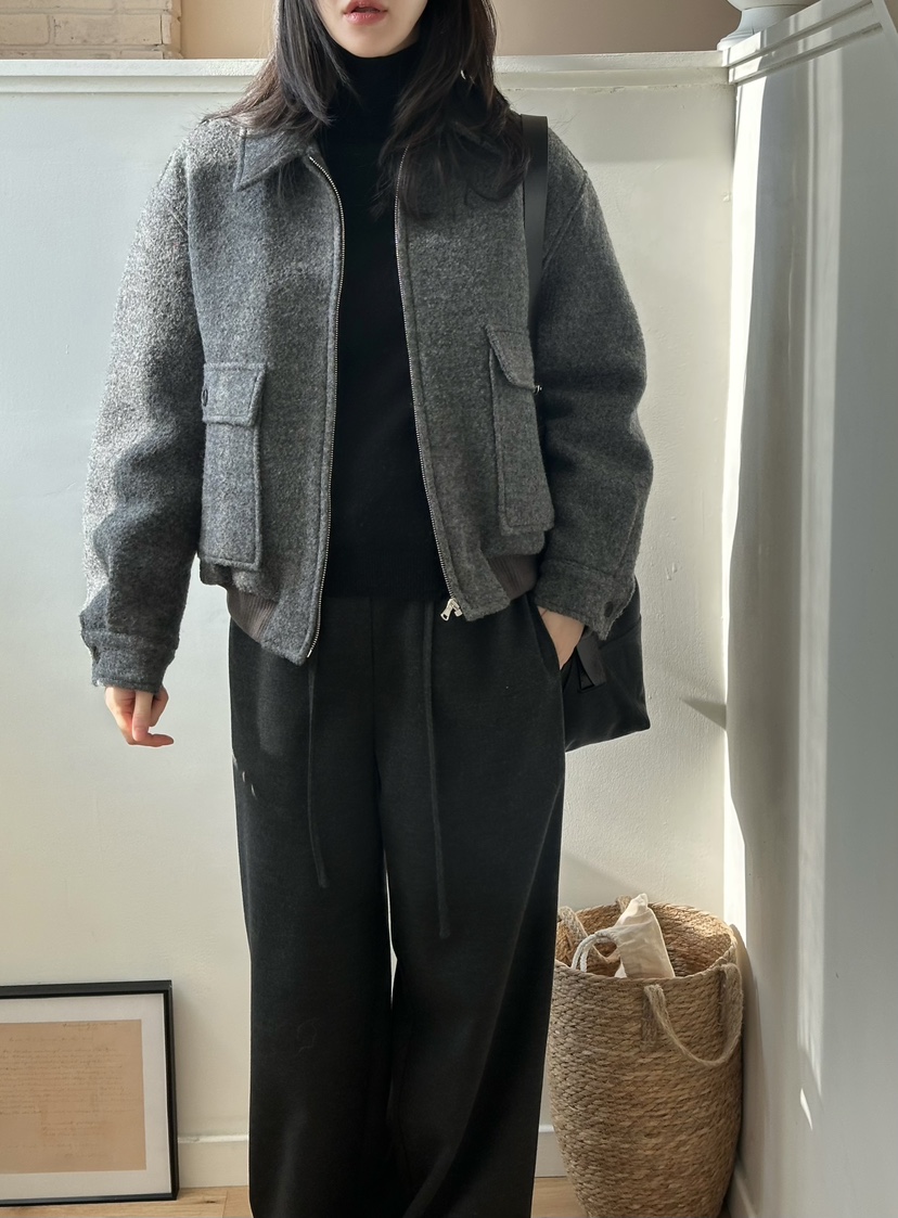 LE VASE東大門㊣代購女士新品熱賣推薦真品夾克雙口袋羊毛LE VASE夾克