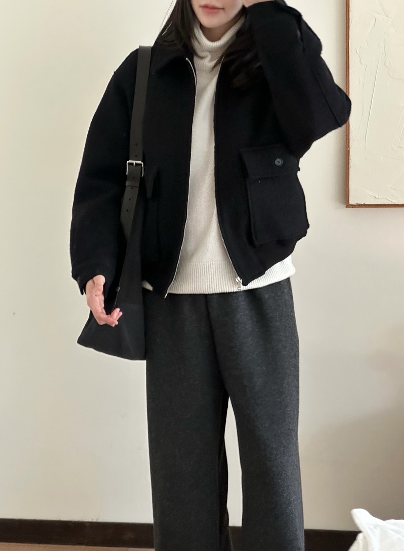 LE VASE東大門㊣代購女士新品熱賣推薦真品夾克雙口袋羊毛LE VASE夾克