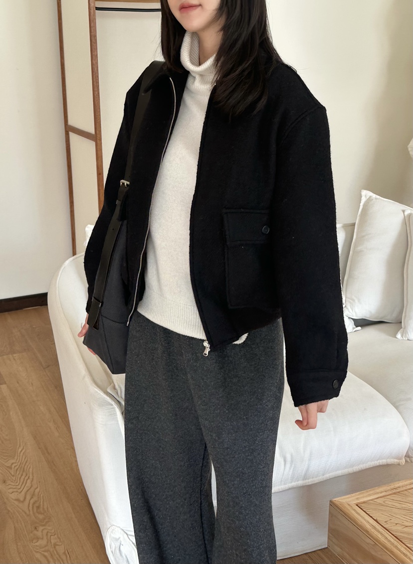 LE VASE東大門㊣代購女士新品熱賣推薦真品夾克雙口袋羊毛LE VASE夾克