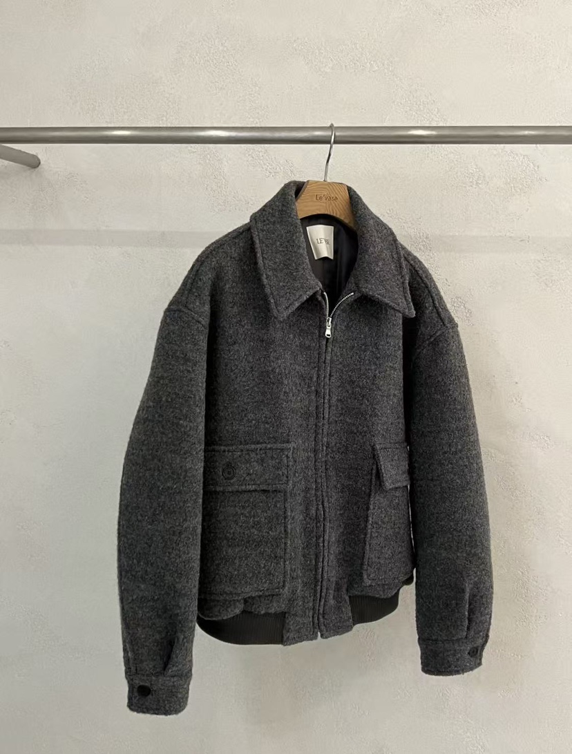 LE VASE東大門㊣代購女士新品熱賣推薦真品夾克雙口袋羊毛LE VASE夾克