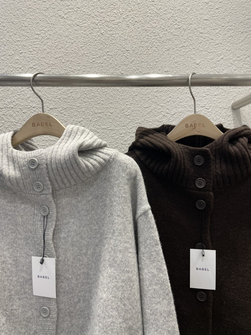 BABEL韓國直郵㊣女士新款推薦25秋冬熱賣針織衫連帽針織衫紐扣BABEL針織衫