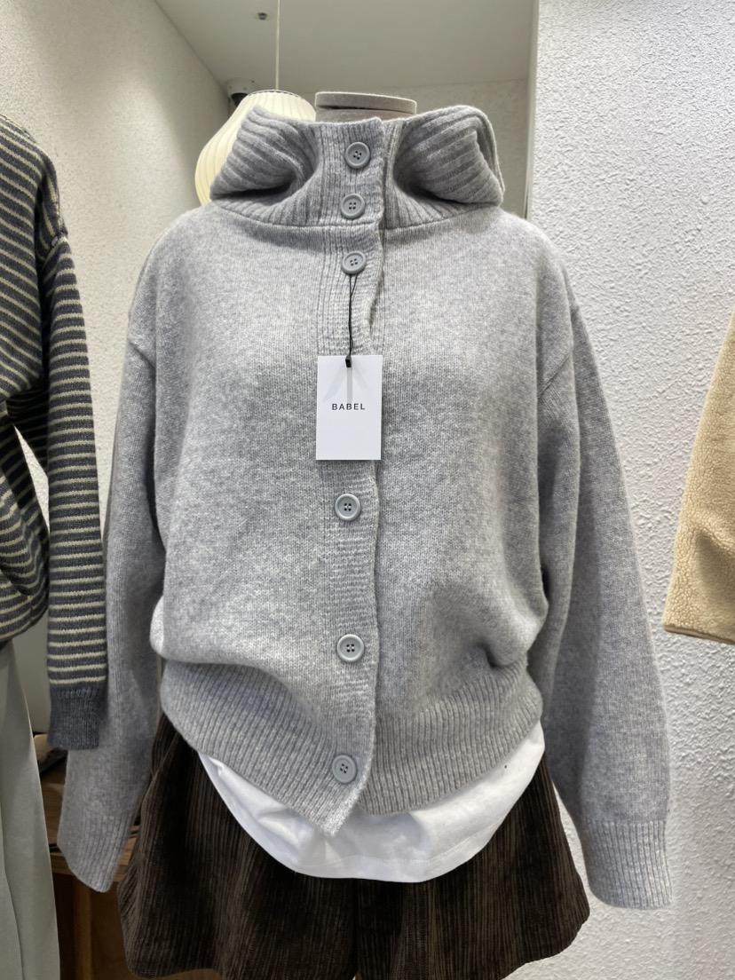 BABEL韓國直郵㊣女士新款推薦25秋冬熱賣針織衫連帽針織衫紐扣BABEL針織衫圖色1