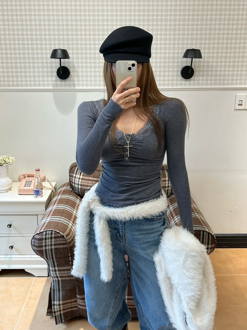 LOVE PULL東大門㊣實拍女士新品25秋冬推薦休閑人氣長袖T恤LOVE PULL長袖T恤