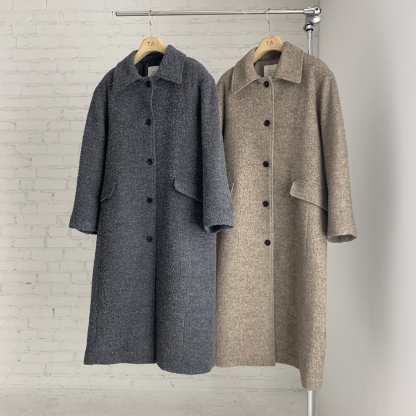 THE ABLE韓國代購㊣女裝新品職業休閑人氣時尚中長款大衣羊毛THE ABLE/TA中長款大衣