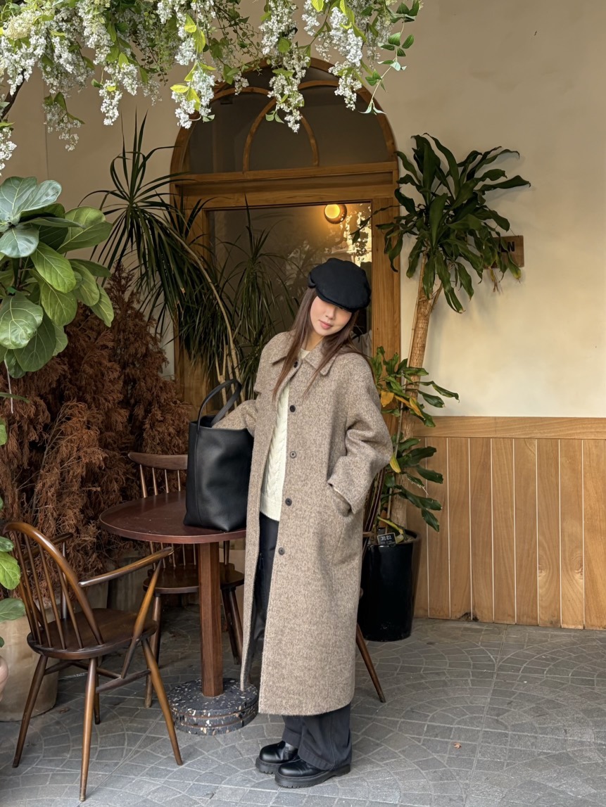 THE ABLE韓國代購㊣女裝新品職業休閑人氣時尚中長款大衣羊毛THE ABLE/TA中長款大衣