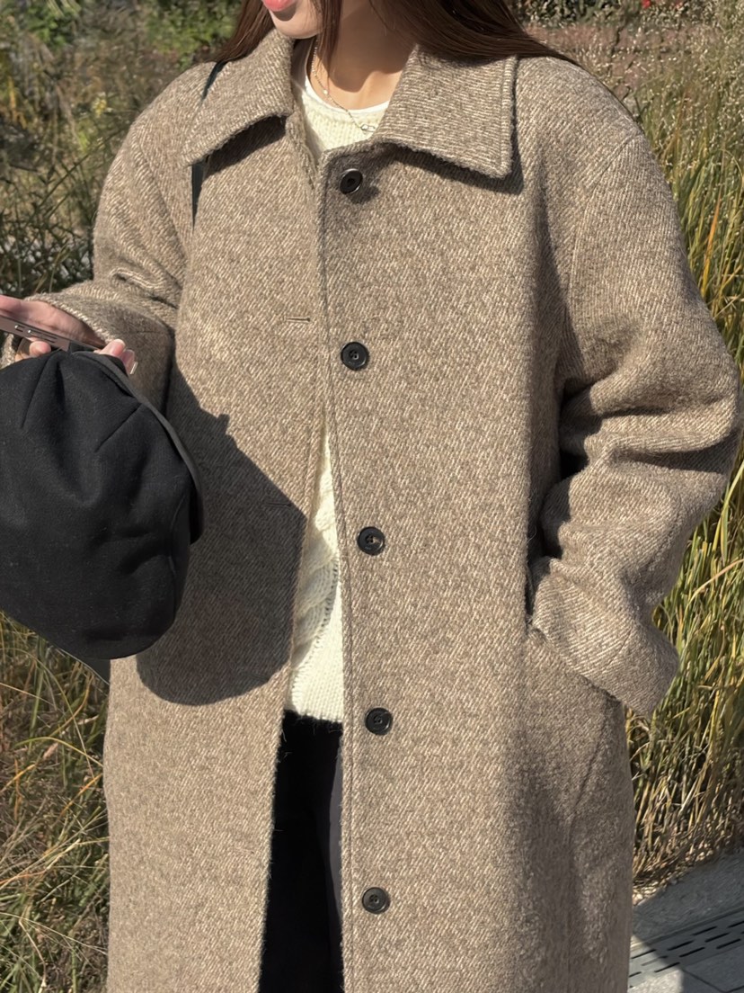 THE ABLE韓國代購㊣女裝新品職業休閑人氣時尚中長款大衣羊毛THE ABLE/TA中長款大衣