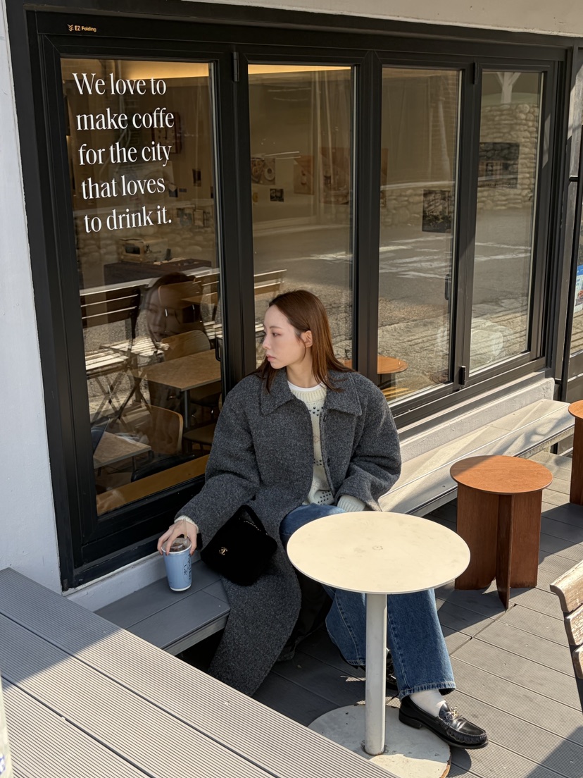 THE ABLE韓國代購㊣女裝新品職業休閑人氣時尚中長款大衣羊毛THE ABLE/TA中長款大衣