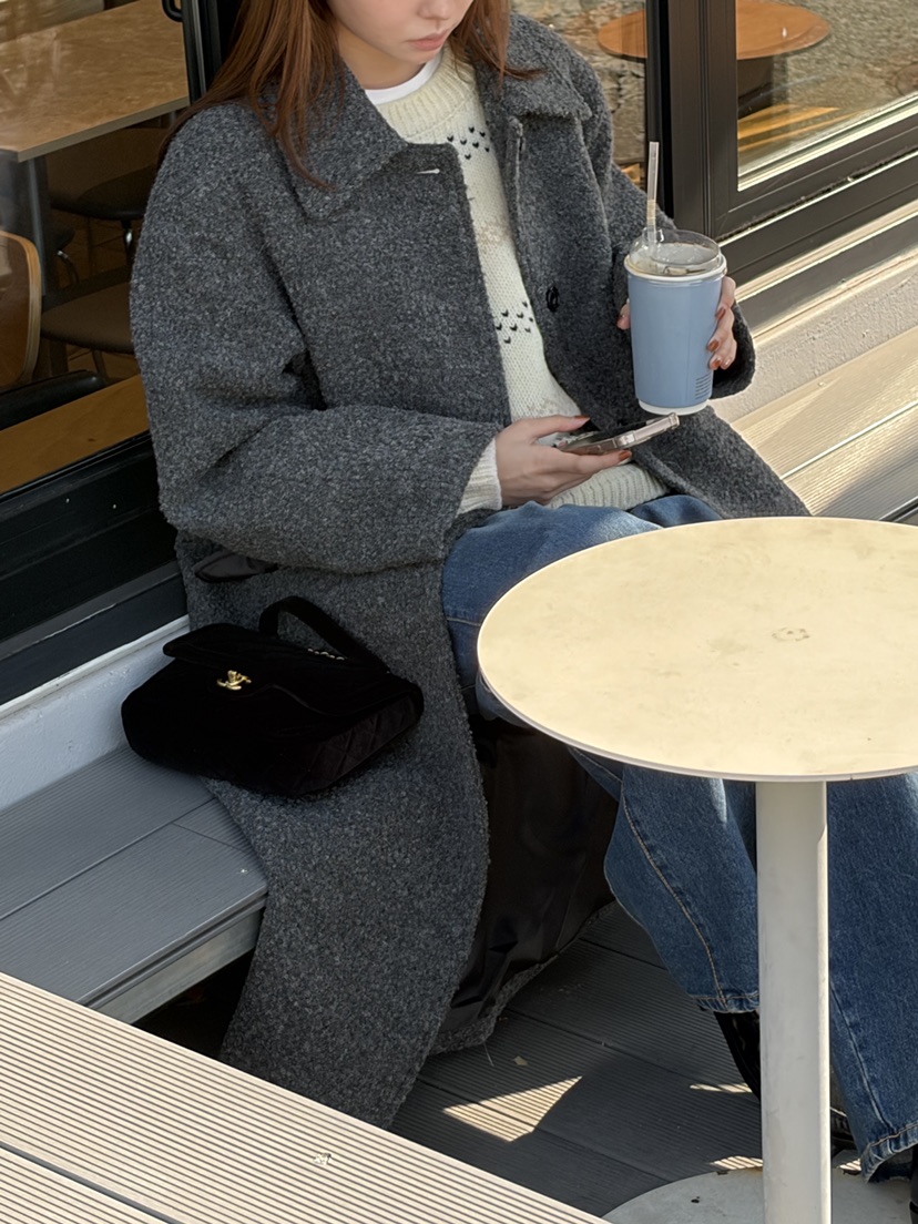 THE ABLE韓國代購㊣女裝新品職業休閑人氣時尚中長款大衣羊毛THE ABLE/TA中長款大衣