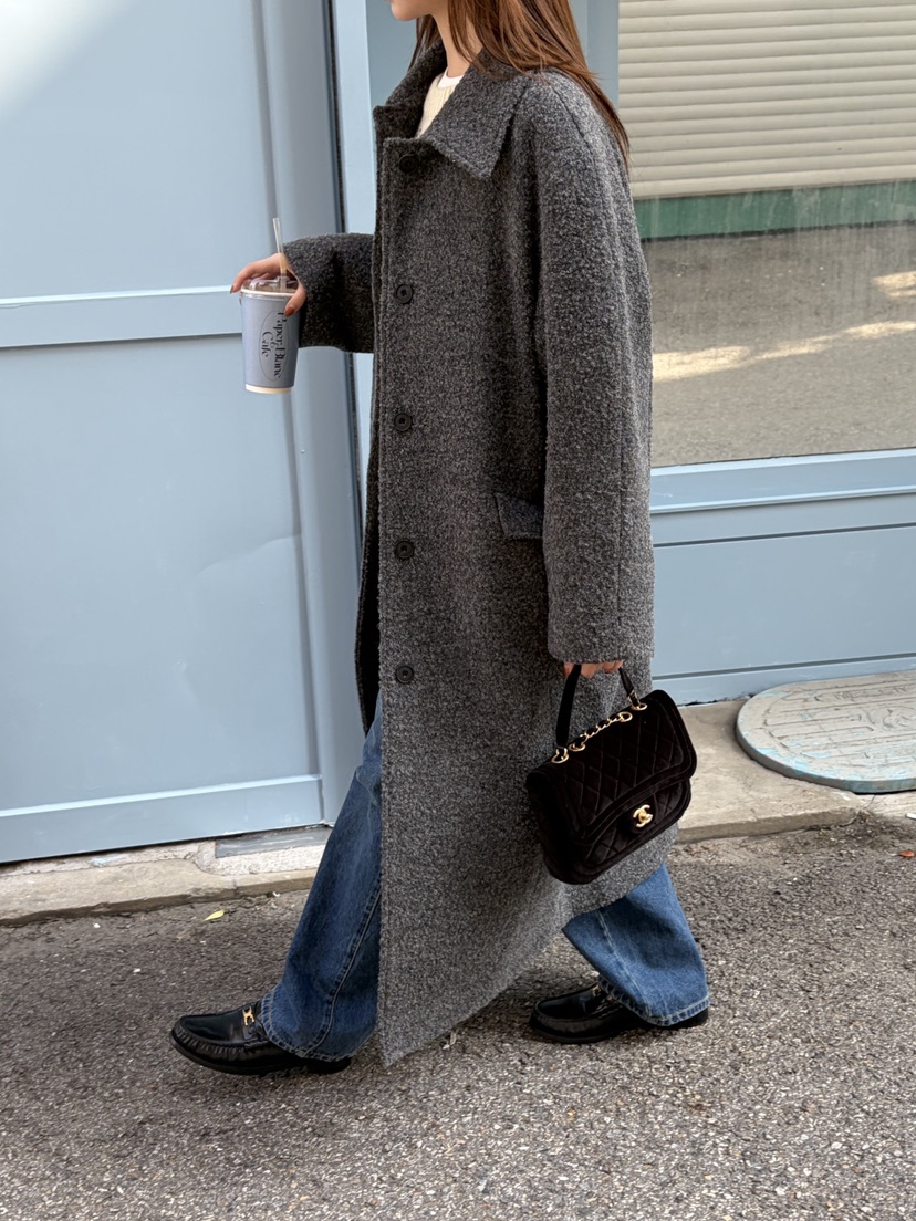 THE ABLE韓國代購㊣女裝新品職業休閑人氣時尚中長款大衣羊毛THE ABLE/TA中長款大衣