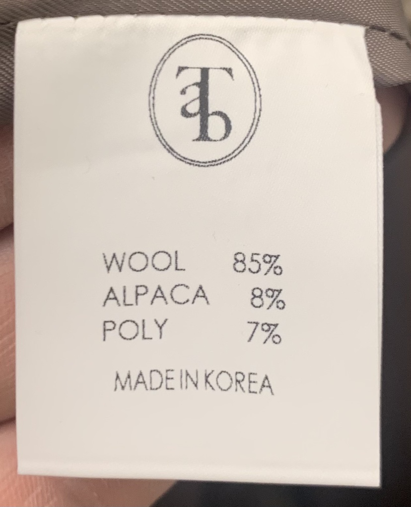 THE ABLE韓國代購㊣女裝新品職業休閑人氣時尚中長款大衣羊毛THE ABLE/TA中長款大衣