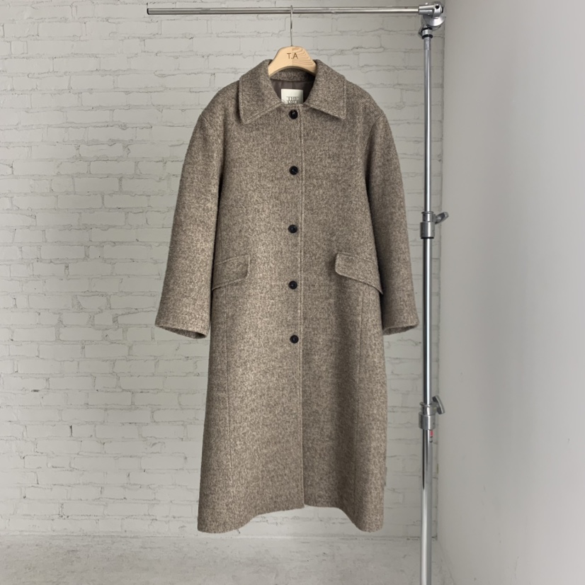 THE ABLE韓國代購㊣女裝新品職業休閑人氣時尚中長款大衣羊毛THE ABLE/TA中長款大衣圖色2