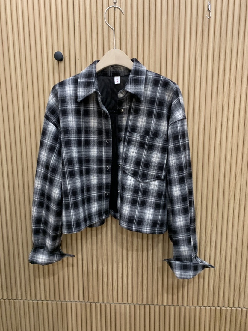 DARAK韓國代購㊣女士新品熱賣推薦職業人氣襯衫蕾絲衫格子短款DARAK襯衫/蕾絲衫圖色1